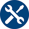 Featured Tool icon: a white wrench and 
                screwdriver on a blue background