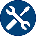 Featured Tool icon: a white wrench and 
                screwdriver on a blue background