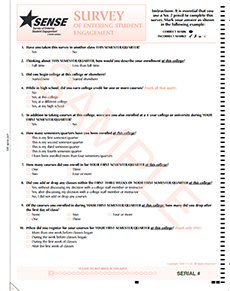 Image of an example scantron for the revised SENSE survey instrument.