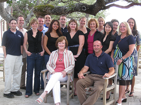 Group photograph of the 2008 CCCSE team at thier staff retreat. Seventeen people are pictured, photograph does not identify individuals.